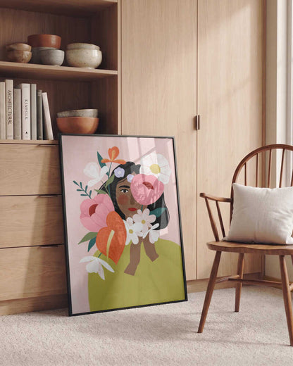 Woman with Vibrant Flowers