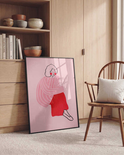 Pensive Pink Woman