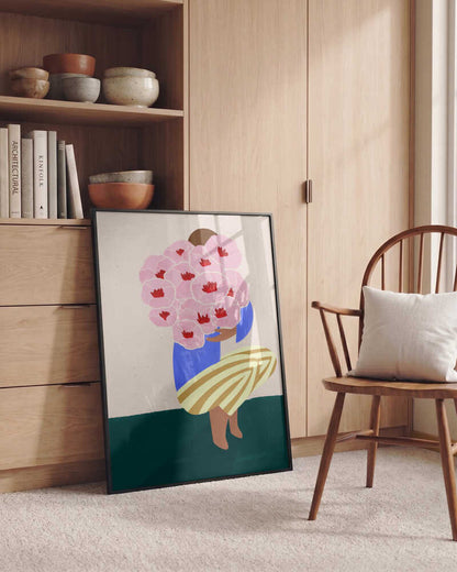 Woman With Pink Flowers