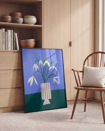 Snowdrops in Striped Vase