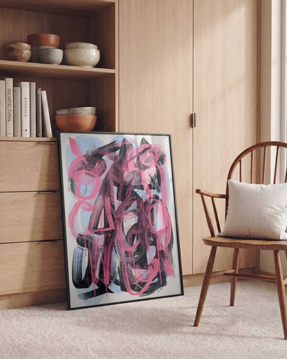 Vibrant Pink Black Abstract