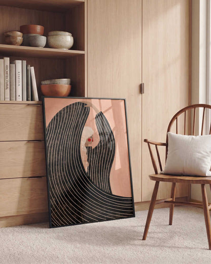 Graceful Woman Flowing Stripes