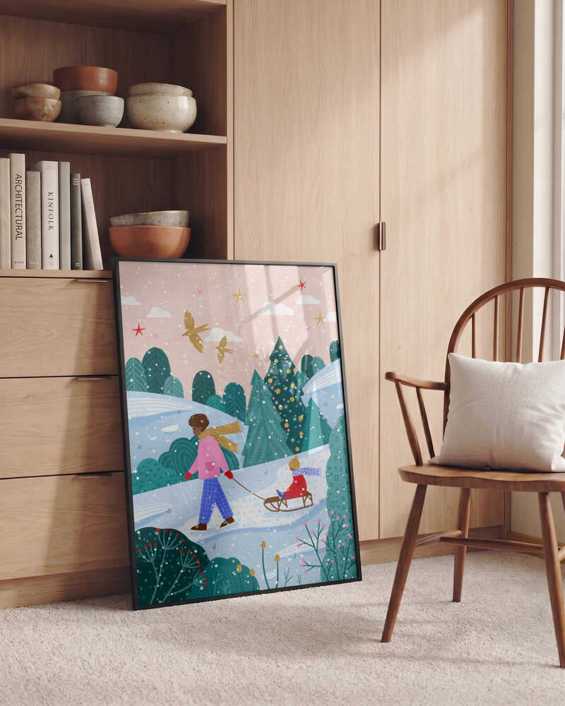 Snowy Forest Sledding
