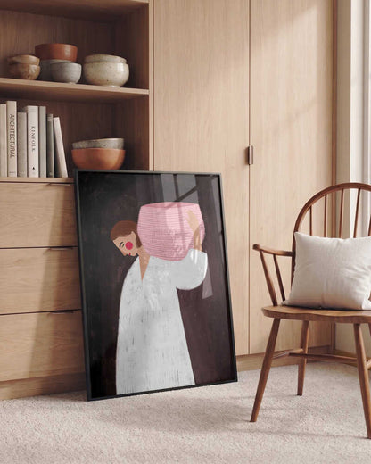 Serene Woman Carrying Basket