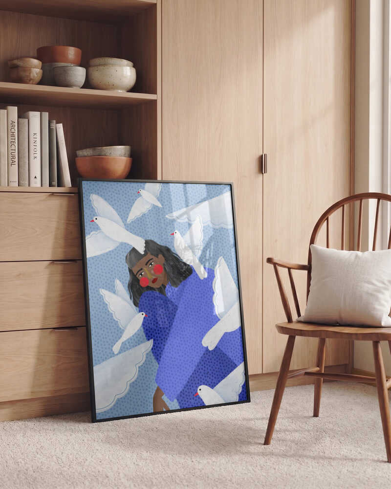 Peaceful Woman and Doves
