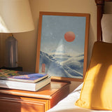 Snowy Mountain Red Sun