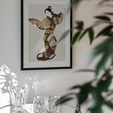 Japanese Female Dancer (17th Century) Vintage Painting Boarder