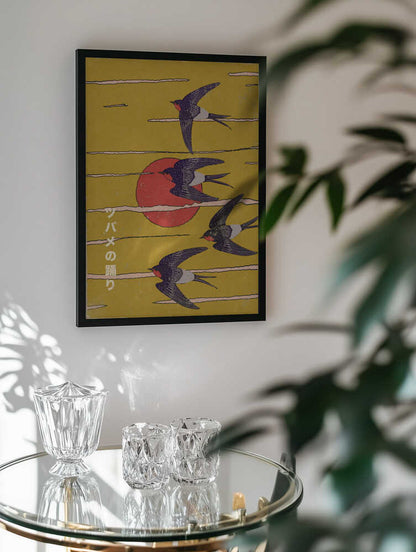 Flying Swallows and Sun