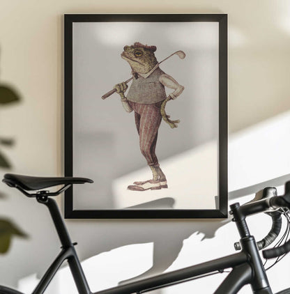 Frog In Vintage Golf Attire