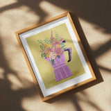 Espresso Maker with Flowers