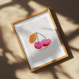 Pink Cherries Illustration