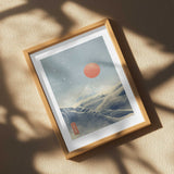 Snowy Mountain Red Sun