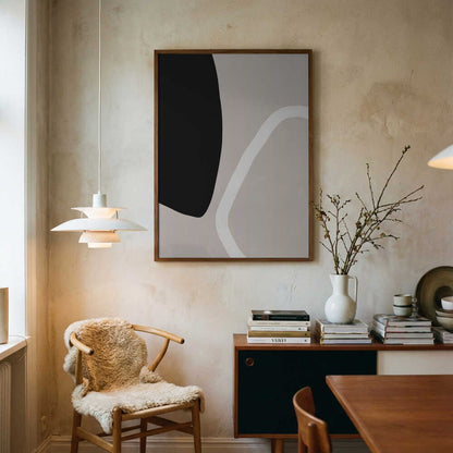 Bold Black Shapes and a White Line