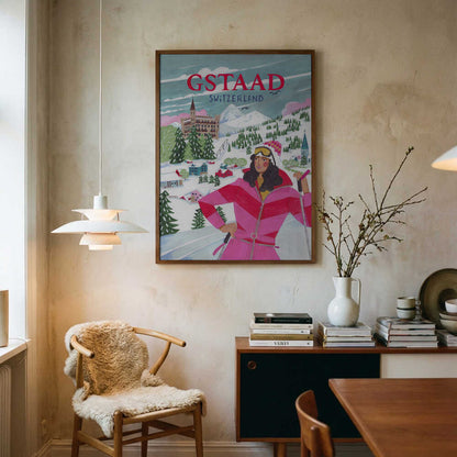 Travel Poster Woman in Gstaad, Switzerland