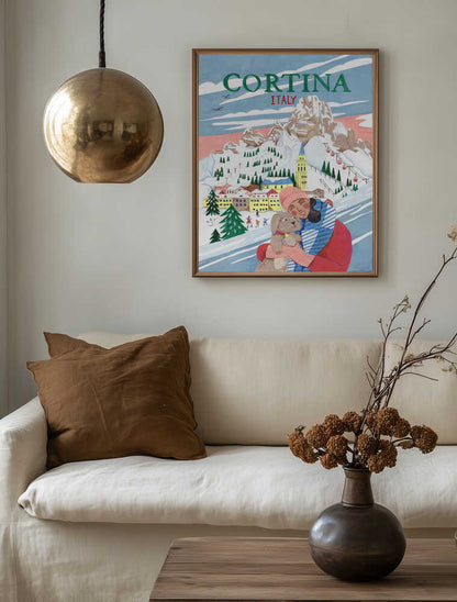 Travel Poster Woman in Cortina, Italy