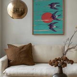 Teal Sky Swallows Flight
