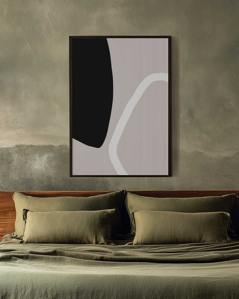 Bold Black Shapes and a White Line