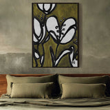 Floral With Tulips In Moss Green