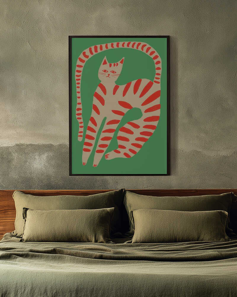 Striped Cat Stretching