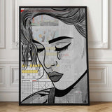 Melancholy Newspaper Woman