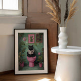 Cat Reading In Bathroom