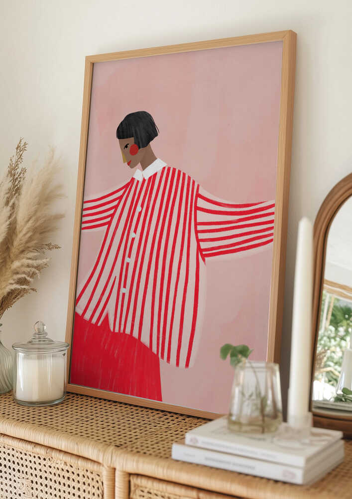 Confident Woman In Stripes