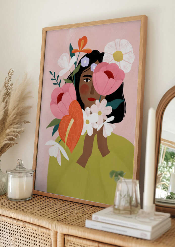 Woman with Vibrant Flowers
