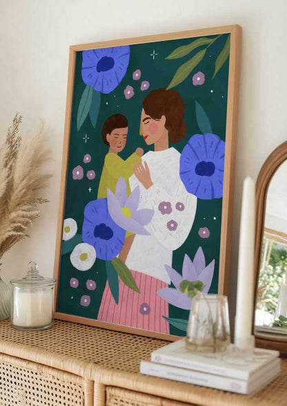 Mother Child Floral Embrace