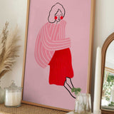Pensive Pink Woman