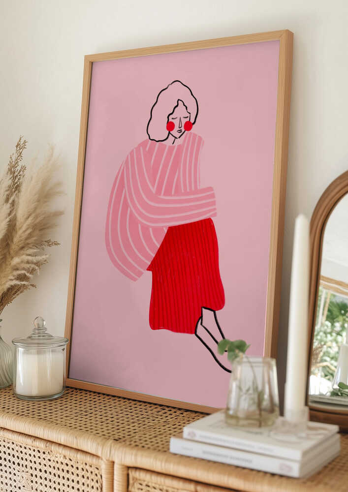 Pensive Pink Woman