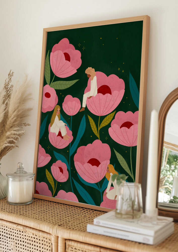 Calm Women in Flowers