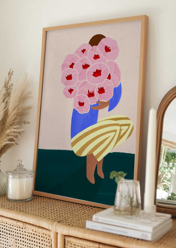 Woman With Pink Flowers