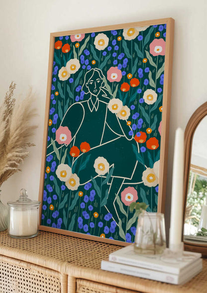 Line Lady With Florals