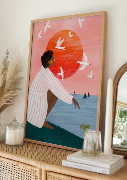 Woman and Ocean Sunset