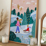 Snowy Forest Sledding