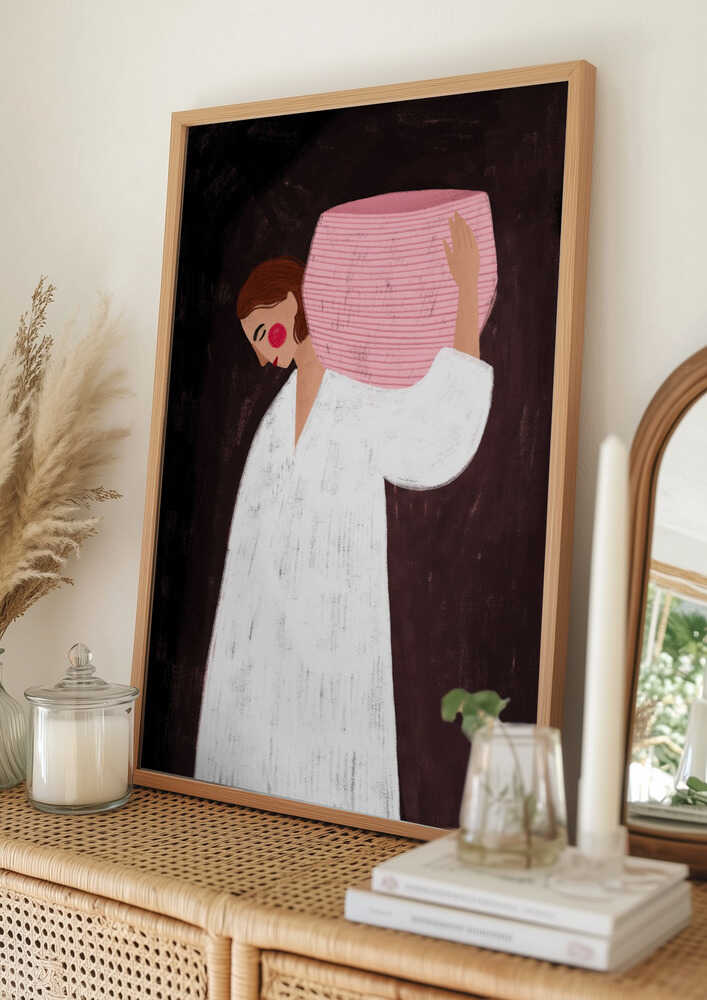 Serene Woman Carrying Basket