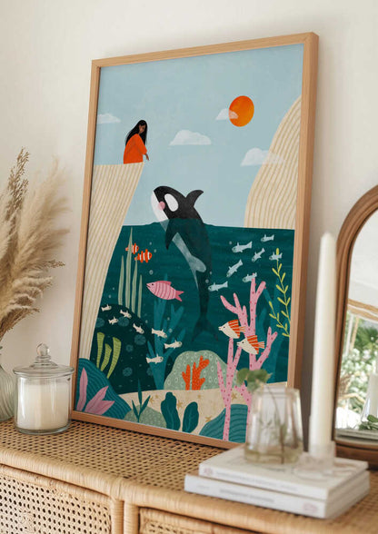 Girl Watches Ocean Life