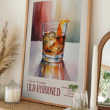Watercolor Old Fashioned Cocktail