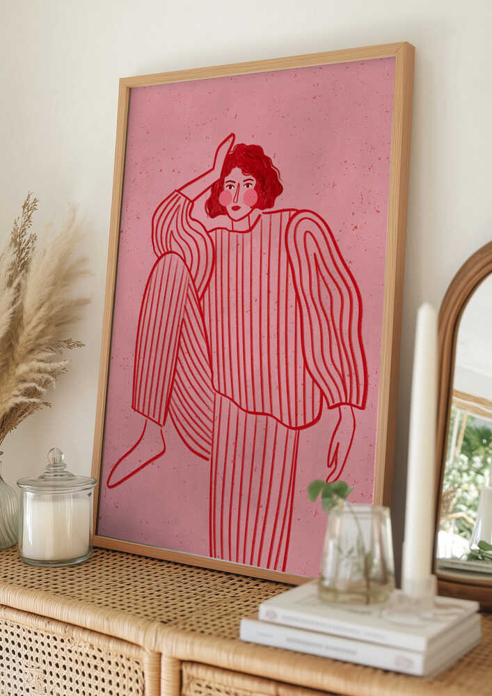 Woman In Pink Stripes