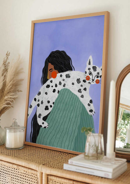 Woman and Spotted Cat
