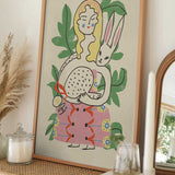 Whimsical Woman and Rabbit