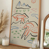 Whimsical Foxes Mountain Landscape
