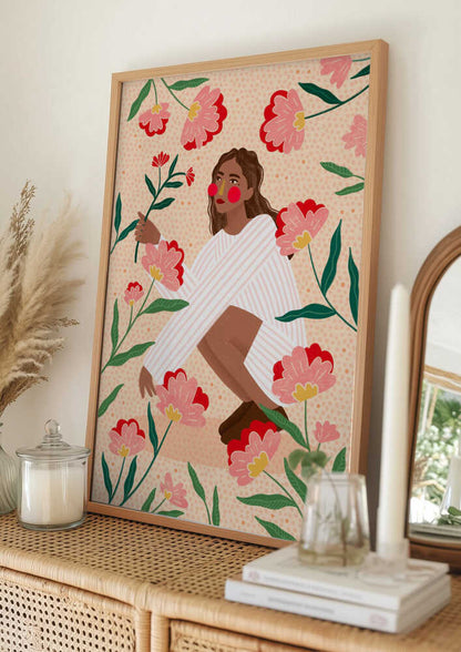Woman In Floral Garden
