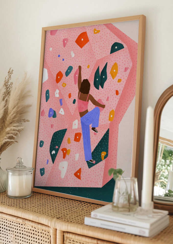 Dynamic Pink Wall Climb