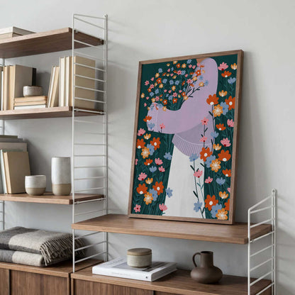 Happy Woman Holding Flowers