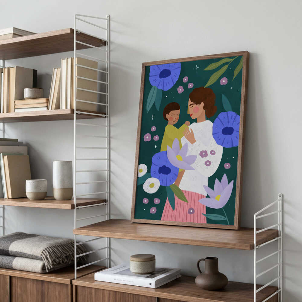 Mother Child Floral Embrace