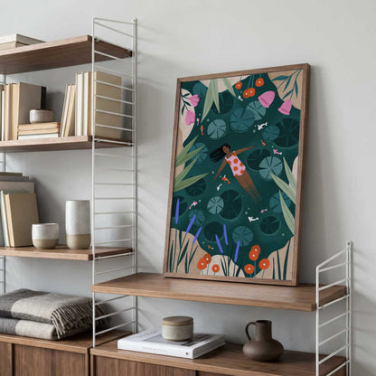 Woman Floating Lily Pond