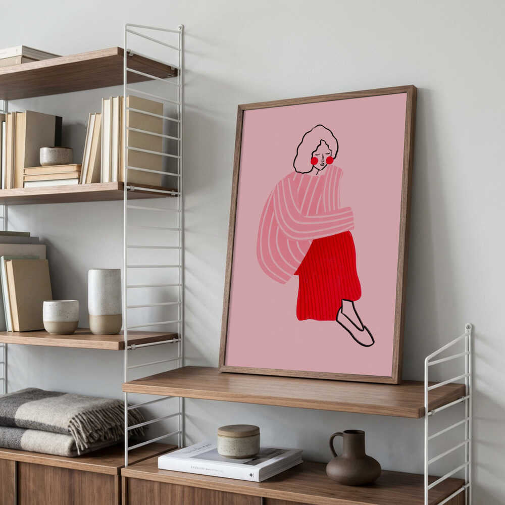 Pensive Pink Woman
