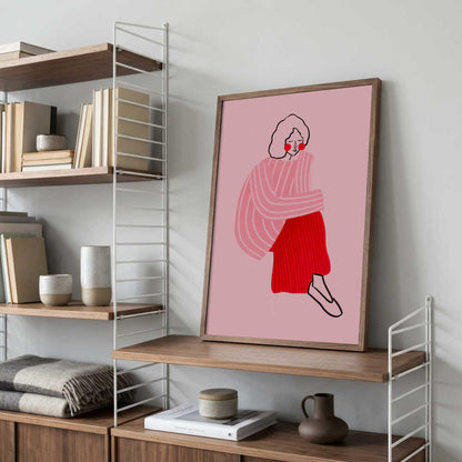 Pensive Pink Woman