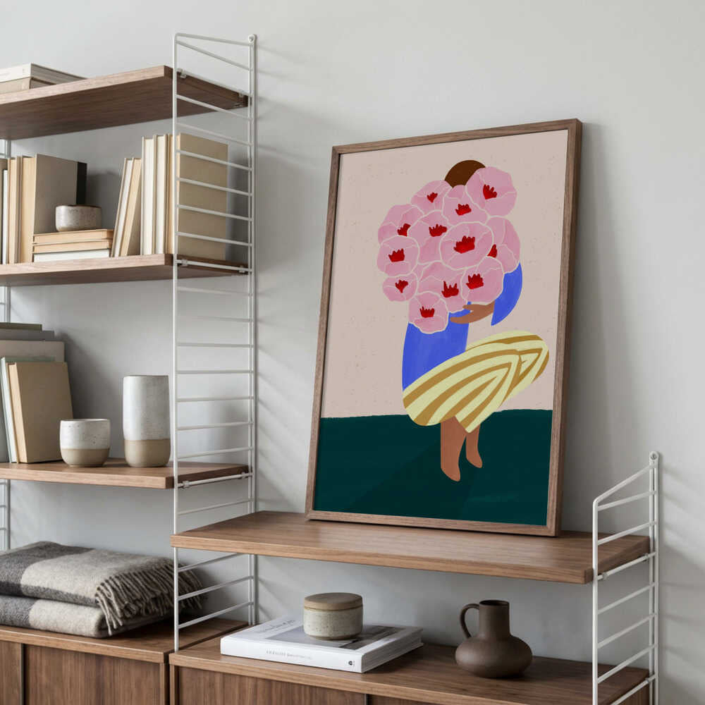 Woman With Pink Flowers